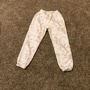 Neutral Camo Print sweatpants unisex  - Beige White